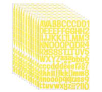 PATIKIL 12 Hojas Pegatinas de Letras y Números Adhesivas, Alfabeto Número Pegatina de Vinilo Impermeable para Buzón, Señal de Dirección, Manualidades de Tarjetas, Amarillo