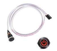 PATIKIL 12 mm botón metal chasis símbolo alimentación, LED rojo botón alimentación PC interruptor caja ordenador con enchufe enchufe enchufe cable 100 cm alimentación ATX encendido/apagado para