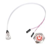 PATIKIL 12 mm botón metal chasis símbolo alimentación, LED rojo botón fuente de alimentación PC interruptor caso ordenador con enchufe enchufe cable 30 cm alimentación ATX encendido/apagado