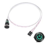PATIKIL 12 mm botón Metal Chasis Símbolo de alimentación, LED verde PC botón de alimentación interruptor de ordenador host con enchufe enchufe enchufe cable 60 cm ATX alimentación encendida/apagado