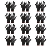 PATIKIL 12 Pares Seguridad Trabajo Guantes Nitrilo Recubiertos Trabajo Guante Mecánico Trabajo Guante Poliuretano Liso Revestido Guante para Almacén Construcción Jardinería Negro