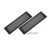 PATIKIL 12 x 3 Pulgadas Cubierta de Ventilación para Puerta, 2 Pcs Rejilla de Ventilación de Aluminio con Agujeros en Forma de Diamante y Tornillos para Gabinete o Armario, Negro