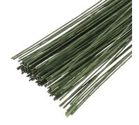 PATIKIL 120 Pcs Alambre floral 30 Gauge, Alambre para tallos florales de 14 pulgadas Alambres envueltos en papel para manualidades florales suministros, Verde oscuro