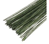 PATIKIL 120 Pcs Alambre floral calibre 26, 14 pulgadas Alambre para tallos florales envuelto en papel para manualidades, arreglos florales, suministros para coronas, proyectos,verde oscuro