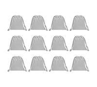 PATIKIL 12Pcs Bolsas de Algodón Reutilizables con Cordón, 13x16cm Bolsas de Algodón Lavables Multiusos Organizador de Equipaje de Almacenamiento para Viajes Gris Claro