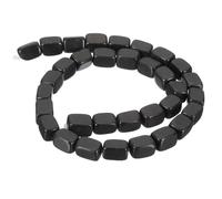 PATIKIL 12X8mm Piedras Preciosas de Piedra Natural para Hacer Joyas, 1 Hebra 15"/38cm Cuboide Suelto Espaciador de Piedras Preciosas de Ágata de Cristal para Pulsera Collar Arte, Negro