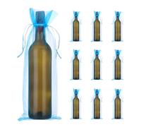 PATIKIL 14 X 5 Inch Bolsas De Organza para Vino, 20 Pcs Bolsas para Regalo Bolsa De Malla Fina para Botellas De Vino Bolsas con Cordón para Favoritos De Boda Y Fiesta, Azul Lago