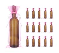 PATIKIL 14 x 5 Pulgadas Bolsas De Organza para Vino 40 Pcs Bolsas para Regalo Bolsa Transparente para Botellas De Vino Bolsas con Cordón Reutilizables para Favores De Boda Y Fiestas Rosa