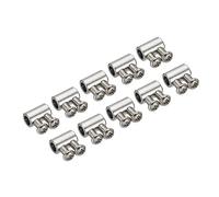 PATIKIL 14x8mm Alambre Cuerda Clips Juego, 10uds 3mm Agujero Acero Doble Agujeros Bloqueo Cable Abrazaderas Clip con M4x0.7 Phillips Tornillos para Cable Bricolaje Accesorios, Plata