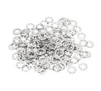 PATIKIL 150 Piezas Arandelas De Bloqueo Con Dientes Internos M4 Plateado | Kit De Arandelas De Seguridad Dentadas De Acero Inoxidable 304, Para Sujetadores Y Clip De Equipo Mecánico
