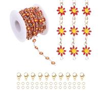 PATIKIL 16.4Ft Cadena De Flores Coloridas, Cadena De Eslabones Para Hacer Joyas Al Por Mayor Con Cierres De Langosta Y Anillos De Salto Para Componentes De Joyería DIY Artesanía, Rojo