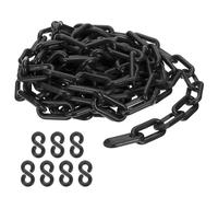 PATIKIL 16pcs Cadena de plástico negra 8mm Cadena de barrera de seguridad