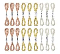 PATIKIL 18 Madejas De Hilo De Bordar Bronce/Plateado/Oro Claro | Hilo De Bordar Metálico Hilos De Nylon Cordones, Para Pulseras, Para Bordado A Mano Y Punto De Cruz