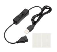 PATIKIL 1M Cable USB Con Interruptor De Encendido/Apagado, Cable Extensión USB Macho A Hembra Con Cinta Doble Cara De Espuma Para Lámpara De Escritorio LED Tira LED, Negro
