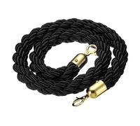 PATIKIL 1pcs Cordón de Barrera, 1.2m Cuerda de Estanquión Trenzada de Poste con Gancho Dorado para Postes Soportes de Nylon para Cola Divisor Multitud Hotel Control, Negro