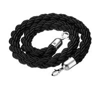 PATIKIL 1pcs Cordón de Barrera, 1.2m Cuerda de Estanquión Trenzada de Poste con Gancho Plateado para Postes Soportes de Nylon para Cola Divisor Multitud Hotel Control, Negro
