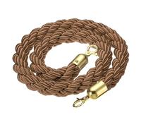 PATIKIL 1pcs Cordón de Barrera, 1.5m Cuerda de Estanquión Trenzada de Poste con Gancho Dorado para Postes Soportes de Nylon para Cola Divisor Multitud Hotel Control, Marrón