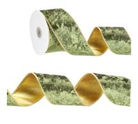 PATIKIL 2.5 Pulgadas X 10 Yardas Cinta De Terciopelo Alambrada Cintas De Terciopelo Dorado Arrugado Cara Simple Para Envolver Regatos Hacer Lzos Coronas Decoraciones De Navidad Verde Oliva