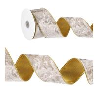 PATIKIL 2.5 Pulgadas x 10 Yardas Cinta De Terciopelo Con Alambre, Cintas Aterciopeladas Doradas Arrugadas De Una Cara Para Envolver Regalos Lazos Coronas Marrón Claro