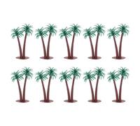 PATIKIL 2.6" Miniatura Plástico Coco Palmera Árbol, 10 Paquete Mini Árbol Decoración Micro Planta Modelo para Bricolaje Playa Paisaje Accesorios Decoración, Oscuro Verde