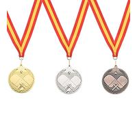 PATIKIL 2.7" Mesa Tenis Medallas, 3 Paquete Mesa Tenis Premio Medallas Juego Dorado Plata Bronce Medalla con Lazo Rojo Amarillo para Juegos Deportes Competiciones