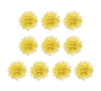 PATIKIL 2.8" Gasa Flores, 10uds Malla Tela Flores Costura Tela Apliques Diadema Adornos para Bricolaje Artesanía Boda Decoración, Amarillo
