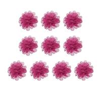 PATIKIL 2.8" Gasa Flores, 10uds Malla Tela Flores Costura Tela Apliques Diadema Adornos para Bricolaje Artesanía Boda Decoración, Rosa Rojo