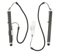 PATIKIL 2 bolígrafos capacitivos con base de fijación de cuerda de resorte de alta sensibilidad para teléfono móvil, navegación de coche, GPS, POS, tablet, portátil, color negro y blanco