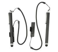 PATIKIL 2 bolígrafos capacitivos de pantalla con base de fijación de cuerda de resorte de alta sensibilidad para teléfono móvil, navegación de coche, GPS, POS, tablet, portátil, color negro