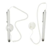 PATIKIL 2 bolígrafos capacitivos de pantalla con cuerda de resorte, base de fijación de alta sensibilidad para teléfono móvil, navegación de coche, GPS, POS, tablet, portátil, tono plateado
