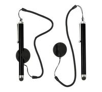 PATIKIL 2 bolígrafos capacitivos de pantalla con cuerda de resorte de fijación de alta sensibilidad para teléfono móvil, navegación de coche, GPS, POS, tablet, portátil, color negro