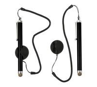 PATIKIL 2 bolígrafos capacitivos para pantalla con cuerda de resorte, base de fijación de alta sensibilidad para teléfono móvil, navegación de coche, GPS, POS, tablet, portátil, color negro