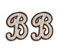 PATIKIL 2 broches de letras de diamantes de imitación, broche de letra B inicial de metal con cristal del alfabeto A-Z, borde negro para mujer, joyería, regalo, ropa, sombrero, vestido, abrigo