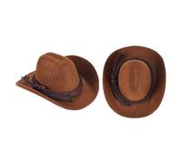 PATIKIL 2 Cappellini Da Cowboy Miniaturizzati Marroni Accessori Per Case Delle Bambole Decorazioni Per Capelli Festa Di Nozze Pupazzi Di Neve 8.5 x 7.2 x 4cm