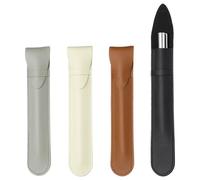 PATIKIL 2 fundas de cuero para bolígrafos, funda protectora de cuero para guardar bolígrafos, lápices, fuente, oficina, regalos de negocios, marrón, negro, beige, gris