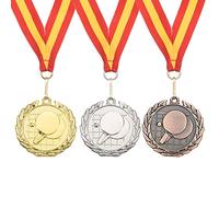 PATIKIL 2" Mesa Tenis Medallas, 3 Paquete Mesa Tenis Premio Medallas Juego Dorado Plata Bronce Medalla con Lazo Rojo Amarillo para Juegos Deportes Competiciones