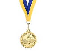 PATIKIL 2" Mesa Tenis Medallas, Mesa Tenis Premio Medallas Dorada Medalla con Cinta Azul Amarillo para Juegos Deportes Competiciones