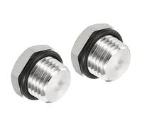 PATIKIL 2 Paquete 1/4 NPT Macho Enchufe Rosca Hexagonal Cabeza Encaje | Sólido Tubo Accesorio, 304 Inoxidable Acero, Impermeable, Polvo Prueba, con Sellado Goma Anillo