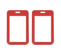 PATIKIL 2 Paquete de Porta Credenciales Transparente Deslizante, Porta Credencial de Plástico Con Doble Ventana Protectora Vertical para Tarjetas de Crédito Tarjetas de Proximidad, Rojo