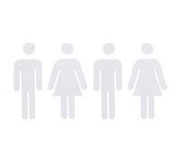 PATIKIL 2 Pares Adhesivos Señales Baño, WC Cartel Señal Hombre y Mujer Acrílico Placa de Puerta Aseo Fácil de Aplicar para Cafetería Restaurante Hotel,67mm Ancho, Blanco