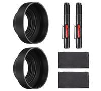 PATIKIL 2 Pcs 55mm Parasol De Goma para Lente De Cámara, Plegable En 3 Pasos Protector Universal Negro contra El Sol con Paño De Fibra para Limpieza Y Bolígrafo De Limpieza