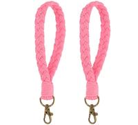PATIKIL 2 Pcs Pulsera Llavero Boho Hecho A Mano Para Gimnasio Rosa Oscuro