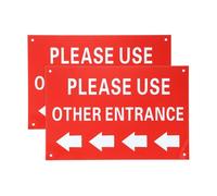 PATIKIL 2 Pcs Señal De Por Favor Use Otra Entrada, 12x8 Pulgadas Flecha Izquierda, Señal Direccional De Aluminio Compuesto Para Oficina Almacén Negocio Uso Exterior Interior, Rojo