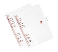 PATIKIL 2 Piezas A6 Cubierta Transparente de Carpeta 6 Anillas Redondas Protector de PVC Suave Recargable con Cierre de Botón a Presión para DIY Cuaderno Reuniones con Anillo Dorado Rosa