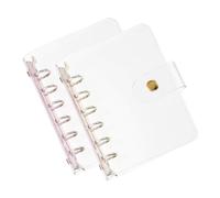 PATIKIL 2 Piezas A7 Cubierta Transparente de Carpeta 6 Anillas Redondas Protector de PVC Suave Recargable con Cierre de Botón a Presión para DIY Cuaderno Reuniones con Anillo Dorado,Rosa