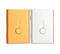 PATIKIL 2 Piezas De Portatarjetas De Presentación Deslizante, Estuche Portátil para Tarjetas De Crédito E Identificación De Aleación De Aluminio para Hombres Y Mujeres (Dorado/Plateado)
