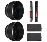 PATIKIL 2 Piezas Parasol De Cámara De Goma De 52 Mm, Plegable En 3 Pasos Protector Universal Negro contra El Sol con Paño De Limpieza De Fibra Y Bolígrafo De Limpieza