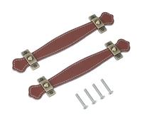 PATIKIL 2 Piezas Tiradores De Cuero De 5.7" Pomos De Gabinete Marrón Claro | Con Lámina De Hierro, De Tiradores De Baúl Con Correa De Cuero Para Cajones, De Hardware De Reemplazo