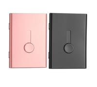 PATIKIL 2 Pz De Portatarjetas Deslizante, Estuche para Tarjetas De Visita De Aleación De Aluminio Portátil para Cartera De Crédito E Identificación para Hombres Mujeres (Rosa Dorado/Negro)