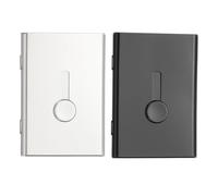 PATIKIL 2 Pz Portatarjetas De Empuje con El Pulgar, Estuche Deslizable para Tarjetas De Visita De Aleación Aluminio Portátil Monedero para Tarjetas Crédito E Identificación (Plata/Negro)